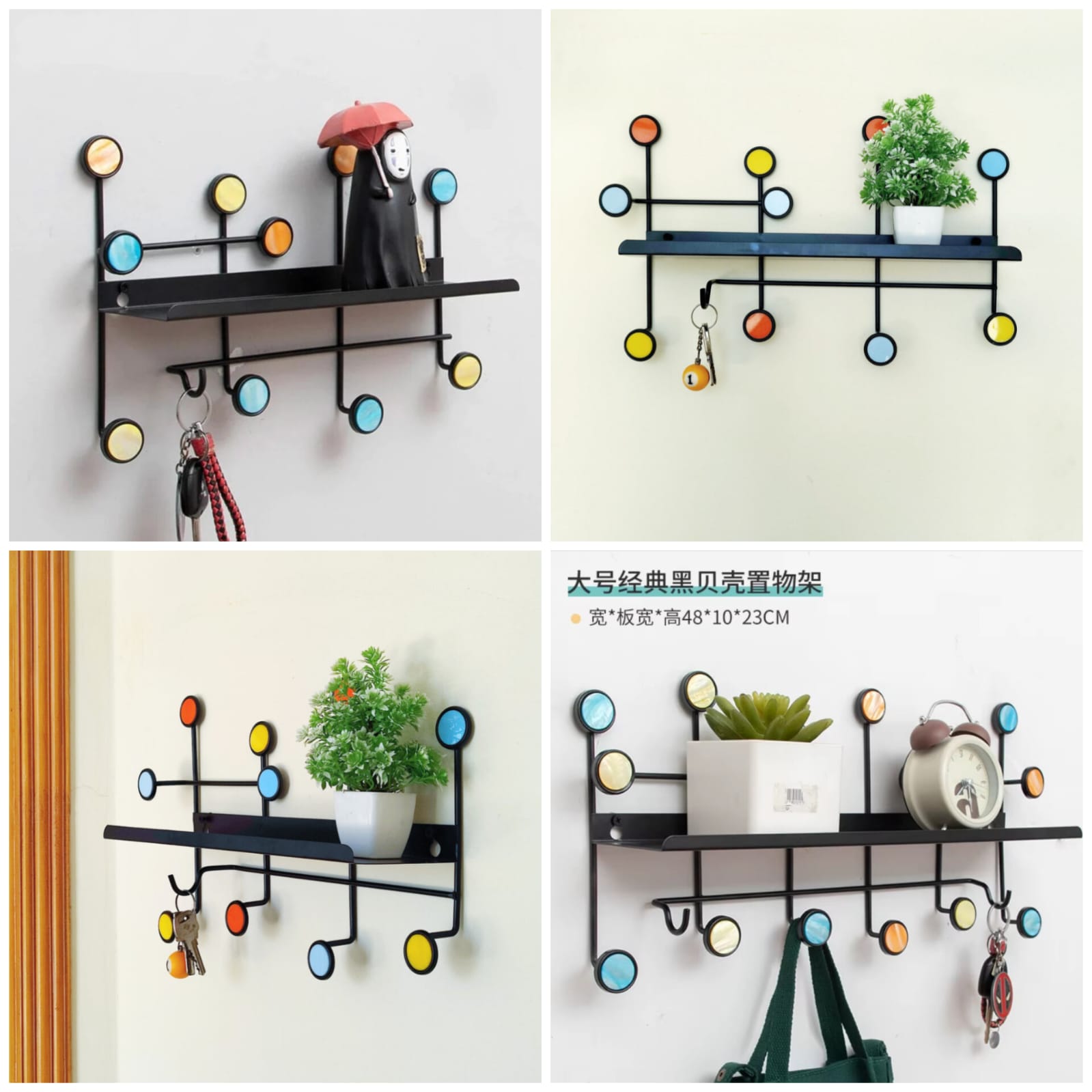 Nordic Style Wall Shelf With Hooks (Premium Quality)