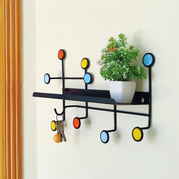 Nordic Style Wall Shelf With Hooks (Premium Quality)